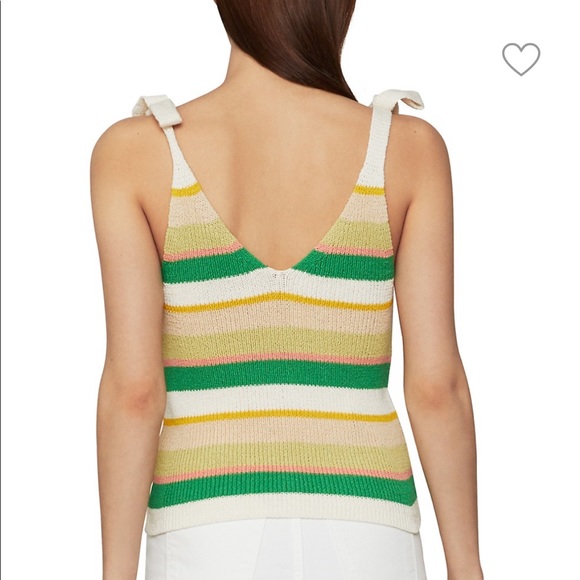 BCBGMAXAZRIA Ribbed Bow Tie Cotton-Blend Tank Top - Picture 2 of 2